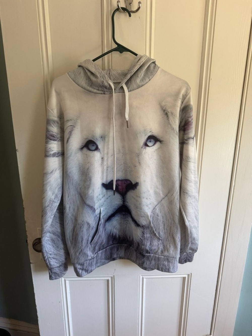 White Lion Face Pullover Hoodie